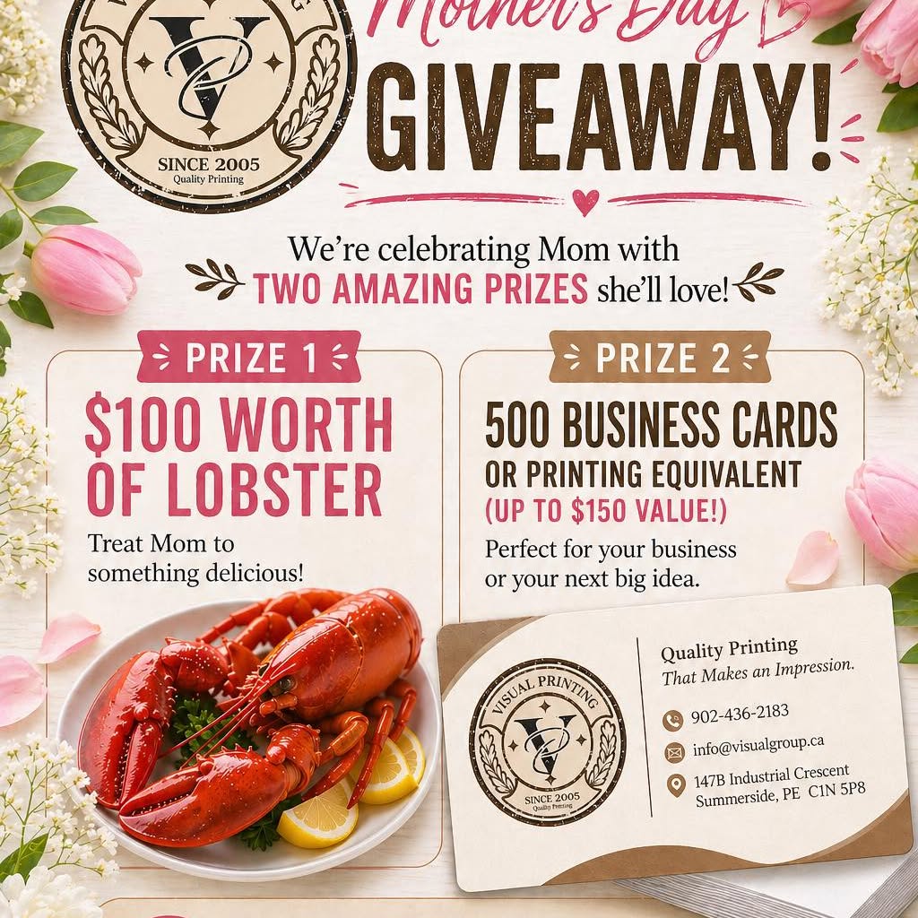 Visual Printing's Mother's Day giveaway poster