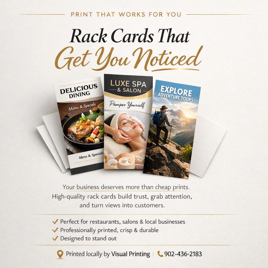 Full-colour rack cards for a restaurant, a spa and a tour company