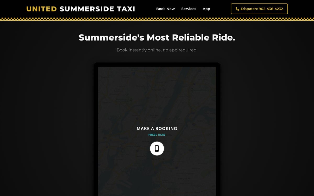 Home page of the United Summerside Taxi website